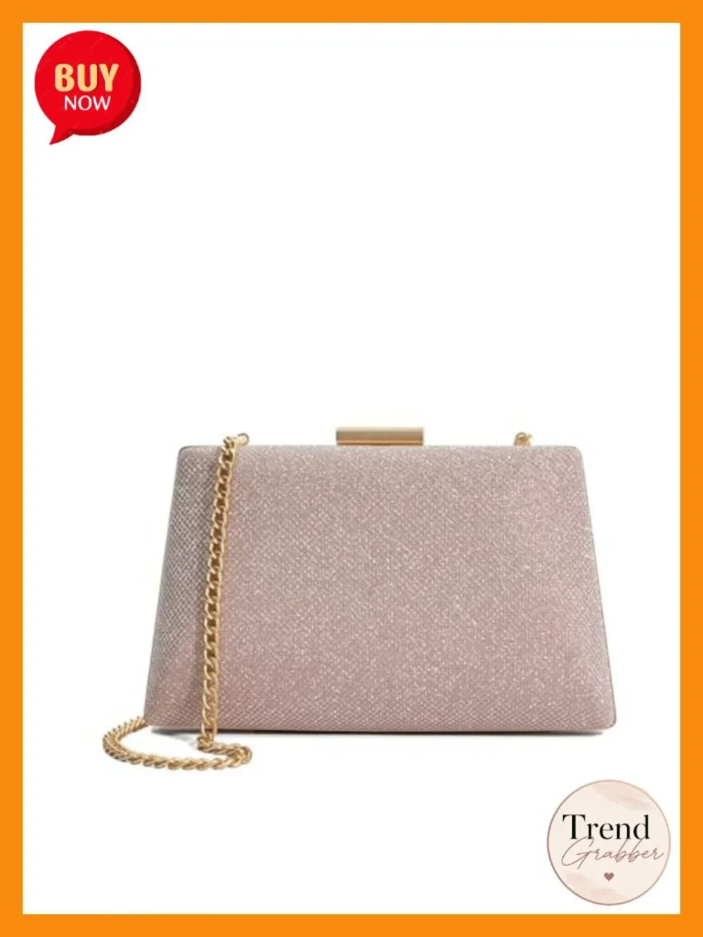 Rose Gold Box Clutch with Chain Handle - Dune London